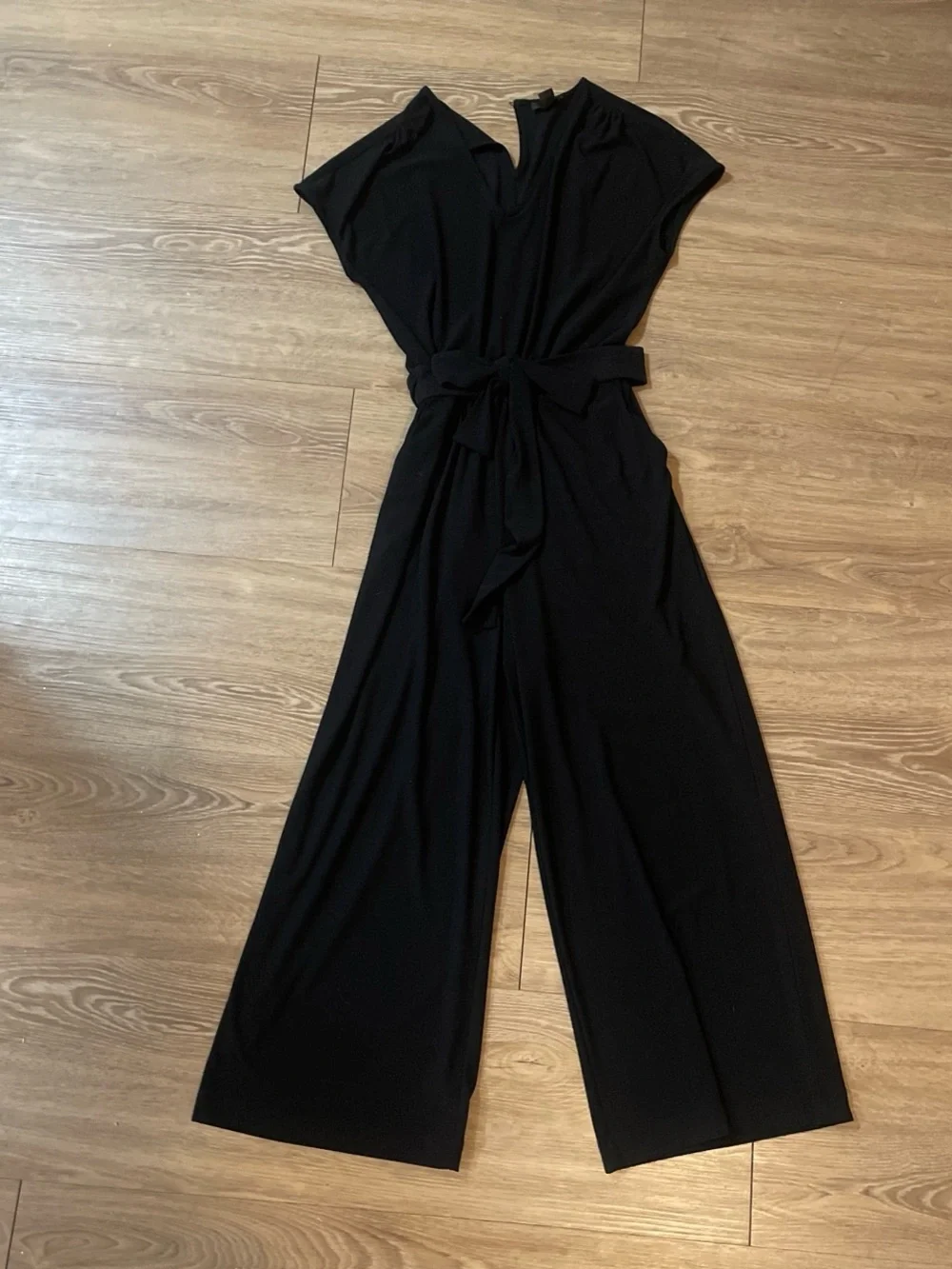 Halogen Black Tie-Waist Wide-Leg Jumpsuit